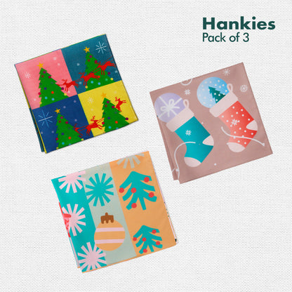 Sant-astic! Unisex Hankies, 100% Organic Cotton, Pack of 3