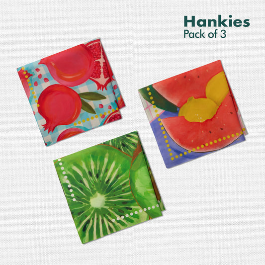 Juicy Drip! Unisex Hankies, 100% Organic Cotton, Pack of 3