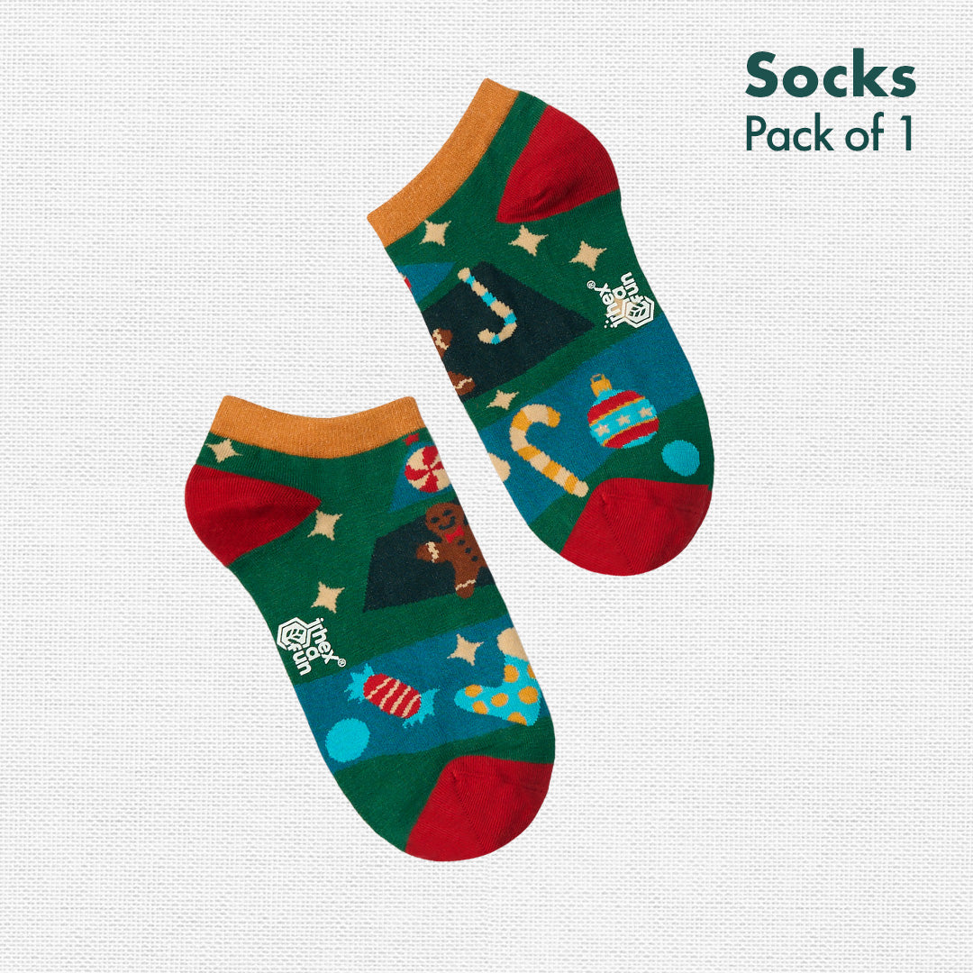 Holly Jolly! Unisex Socks, 100% Organic Cotton, Ankle Length, Pack of 1