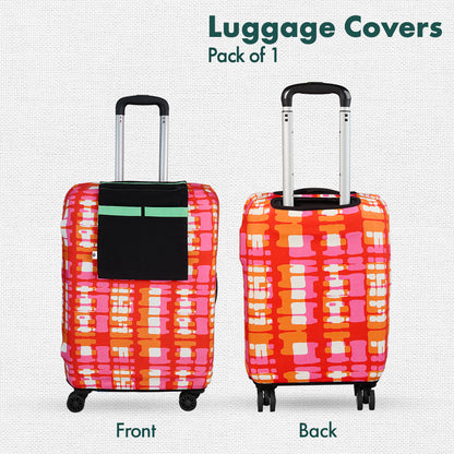 Abstract Mania! Luggage Cover With Detachable Pouch, 100% Organic Cotton Lycra, Medium Size, Pack of 1