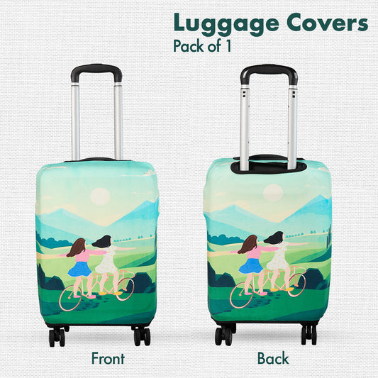 Making Memories! Luggage Cover, 100% Organic Cotton Lycra, Medium Size, Pack of 1