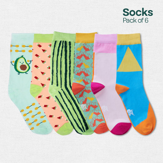 Sensing A Pattern! Unisex Socks, 100% Organic Cotton, Crew Length, Pack of 6