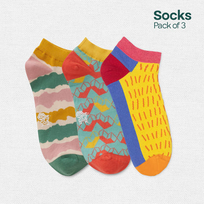 Tango! Unisex Socks, 100% Organic Cotton, Ankle Length, Pack of 3