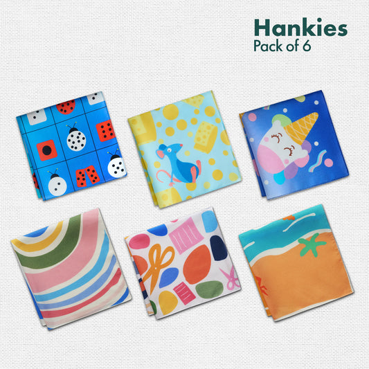 Crafty Games! Unisex Kid's Hankies, 100% Organic Cotton, Pack of 6