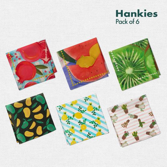 Punch Drunk! Unisex Hankies, 100% Organic Cotton, Pack of 6