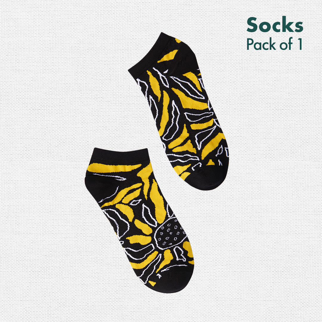 Sunflower! Unisex Socks, 100% Bamboo, Ankle Length, Pack of 1