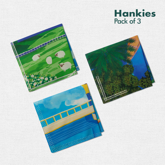 Tropic Tease! Unisex Hankies, 100% Organic Cotton, Pack of 3