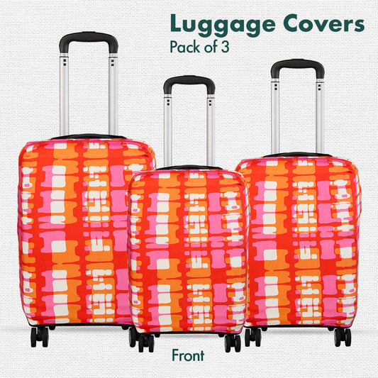 Abstract Mania! Luggage Covers, 100% Organic Cotton Lycra, Small+Medium+Large Sizes, Pack of 3