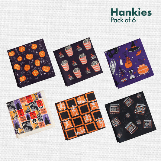 Spooky Vibes! Men's Hankies, 100% Organic Cotton, Pack of 6