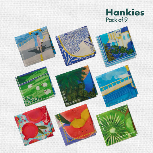 Summer Slay! Unisex Hankies, 100% Organic Cotton, Pack of 9