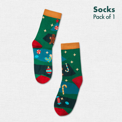 Holly Jolly! Unisex Socks, 100% Organic Cotton, Crew Length, Pack of 1