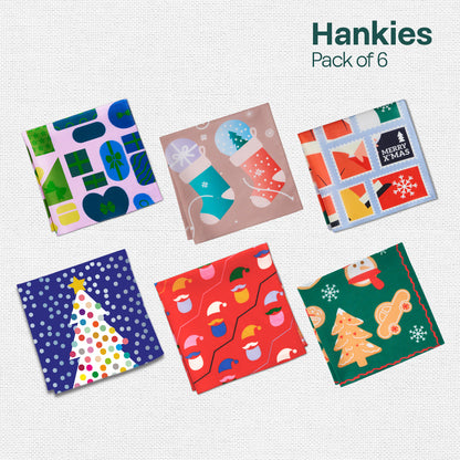Holiday Hugs! Unisex Kid's Hankies, 100% Organic Cotton, Pack of 6