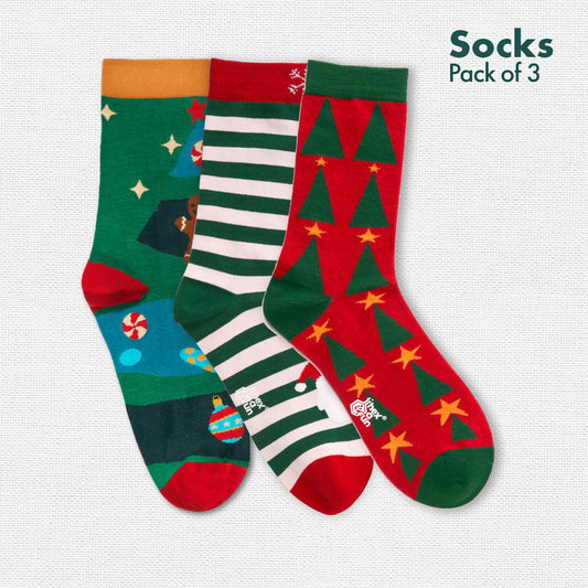 Merry-fied! Unisex Socks, 100% Organic Cotton, Crew Length, Pack of 3