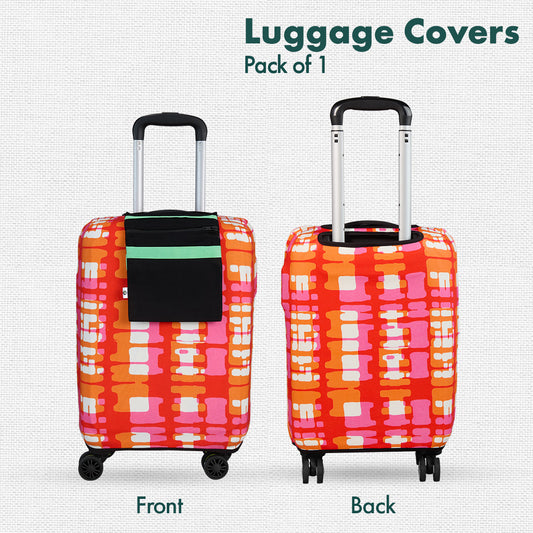 Abstract Mania! Luggage Cover With Detachable Pouch, 100% Organic Cotton Lycra, Small Size, Pack of 1