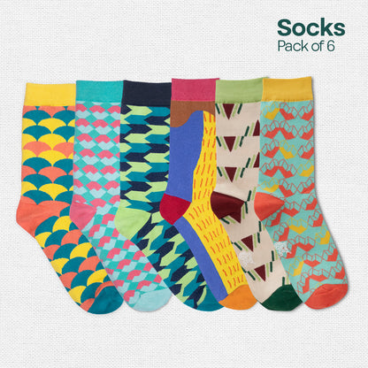 Break The Pattern! Unisex Socks, 100% Organic Cotton, Crew Length, Pack of 6