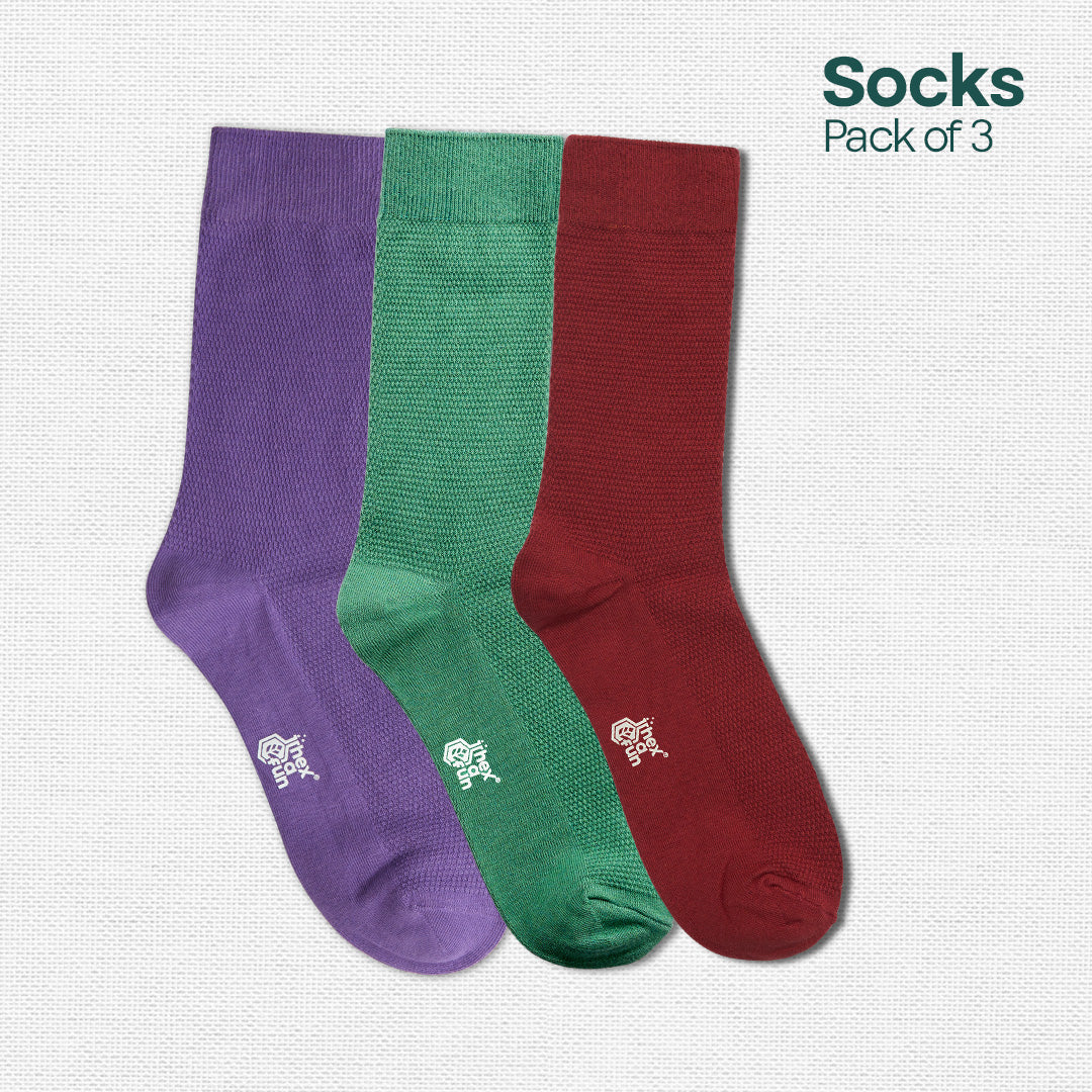 Vivid Vibes! Unisex Socks, 100% Organic Cotton, Crew Length, Pack of 3