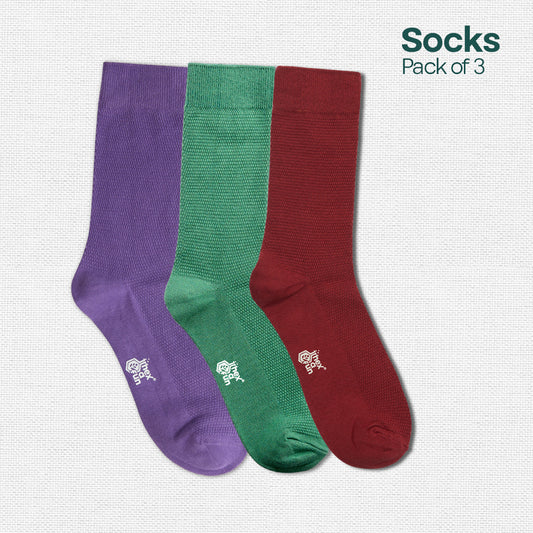 Vivid Vibes! Unisex Socks, 100% Organic Cotton, Crew Length, Pack of 3