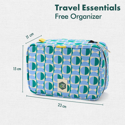 Circle It! Travel Essentials, 100% Sustainable Fabric, Pack of 15 + Free Travel Organizer, Large Size