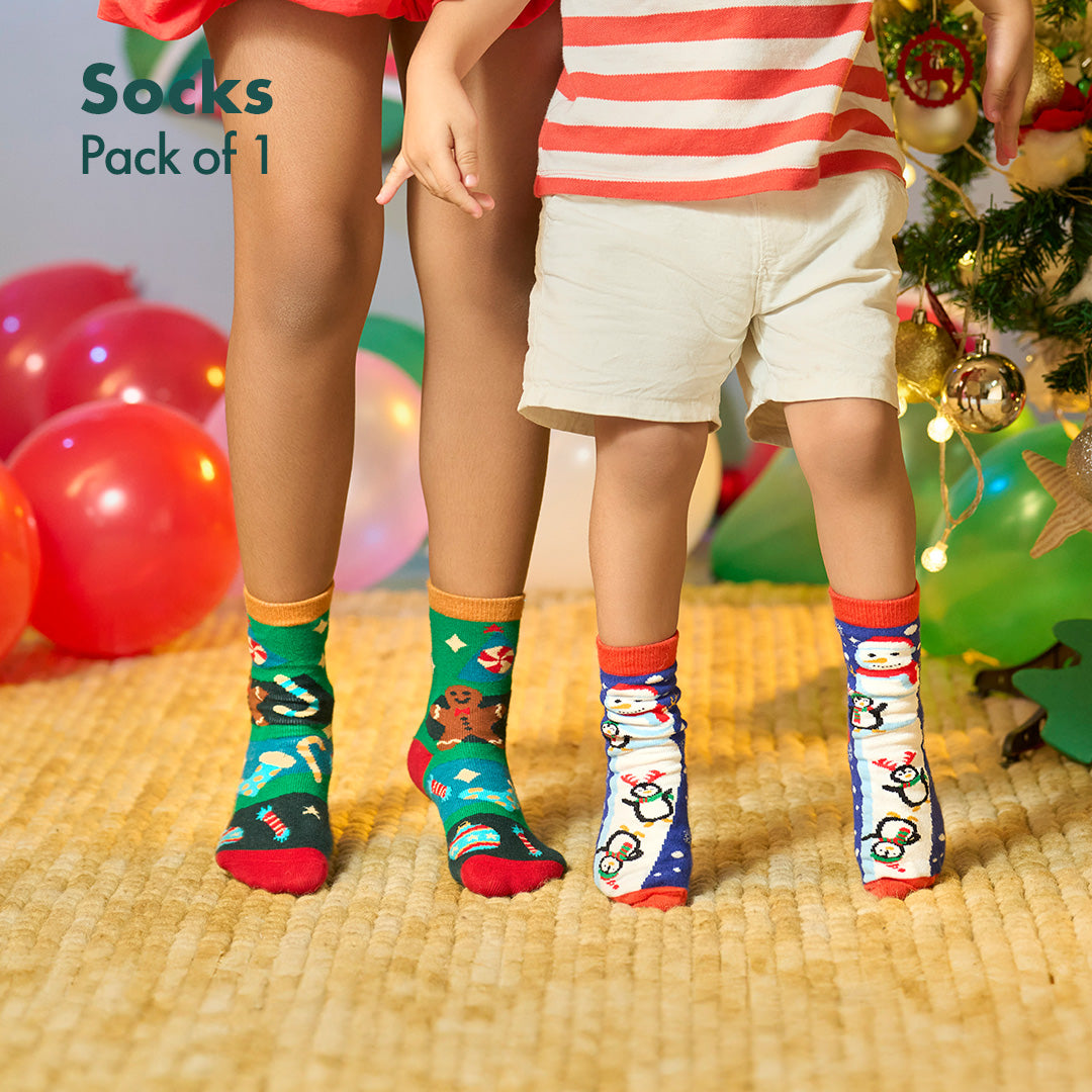 Snow-mazing! Unisex Kid's Socks, 100% Bamboo, Crew Length, Pack of 1