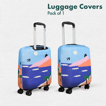 Vacay Ready! Luggage Cover With Detachable Pouch, 100% Organic Cotton Lycra, Small Size, Pack of 1