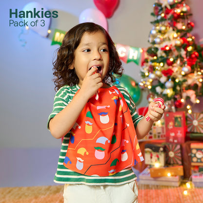 Icy Giggle! Unisex Kid's Hankies, 100% Organic Cotton, Pack of 3