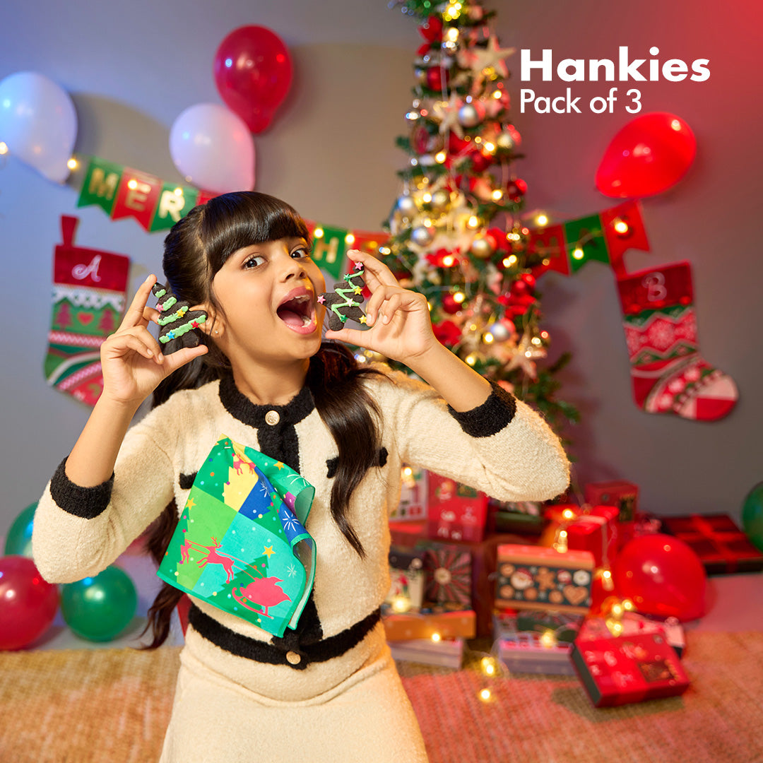 Sant-astic! Unisex Kid's Hankies, 100% Organic Cotton, Pack of 3