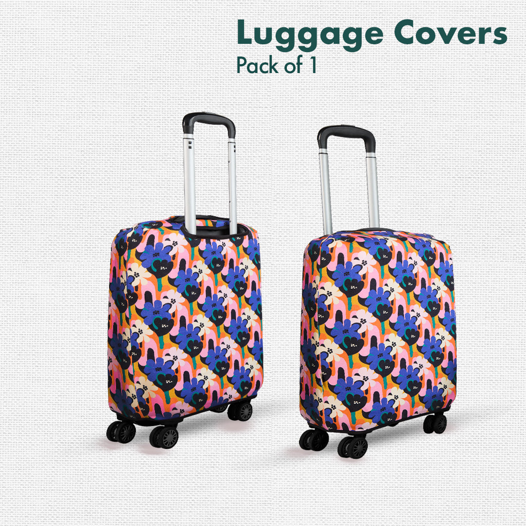 Abstract Affair! Luggage Cover With Detachable Pouch, 100% Organic Cotton Lycra, Large Size, Pack of 1