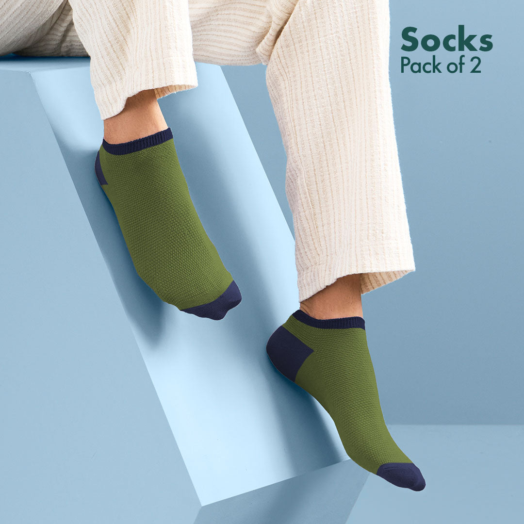 Mix Match Series 3 Unisex Socks, 100% Premium Cotton, Ankle Length, Pack of 2