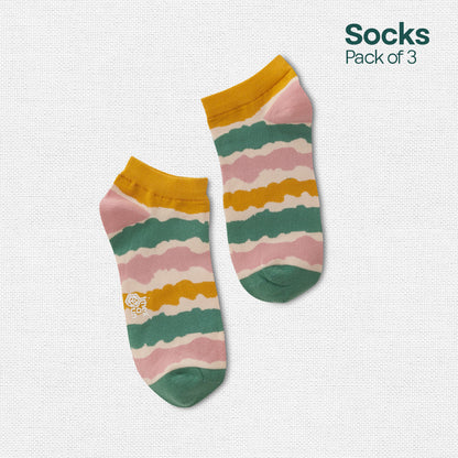 Tango! Unisex Socks, 100% Organic Cotton, Ankle Length, Pack of 3