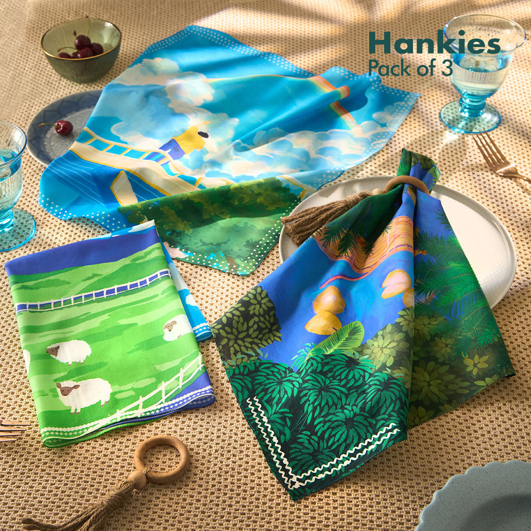 Tropic Tease! Unisex Hankies, 100% Organic Cotton, Pack of 3