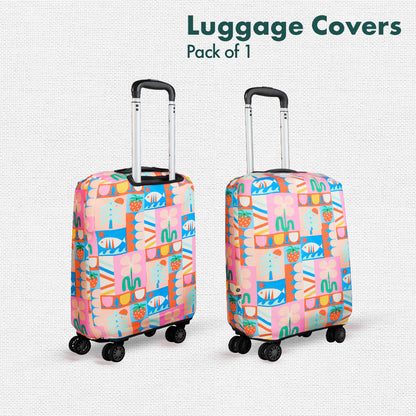 Art Of Abstract! Luggage Cover With Detachable Pouch, 100% Organic Cotton Lycra, Large Size, Pack of 1