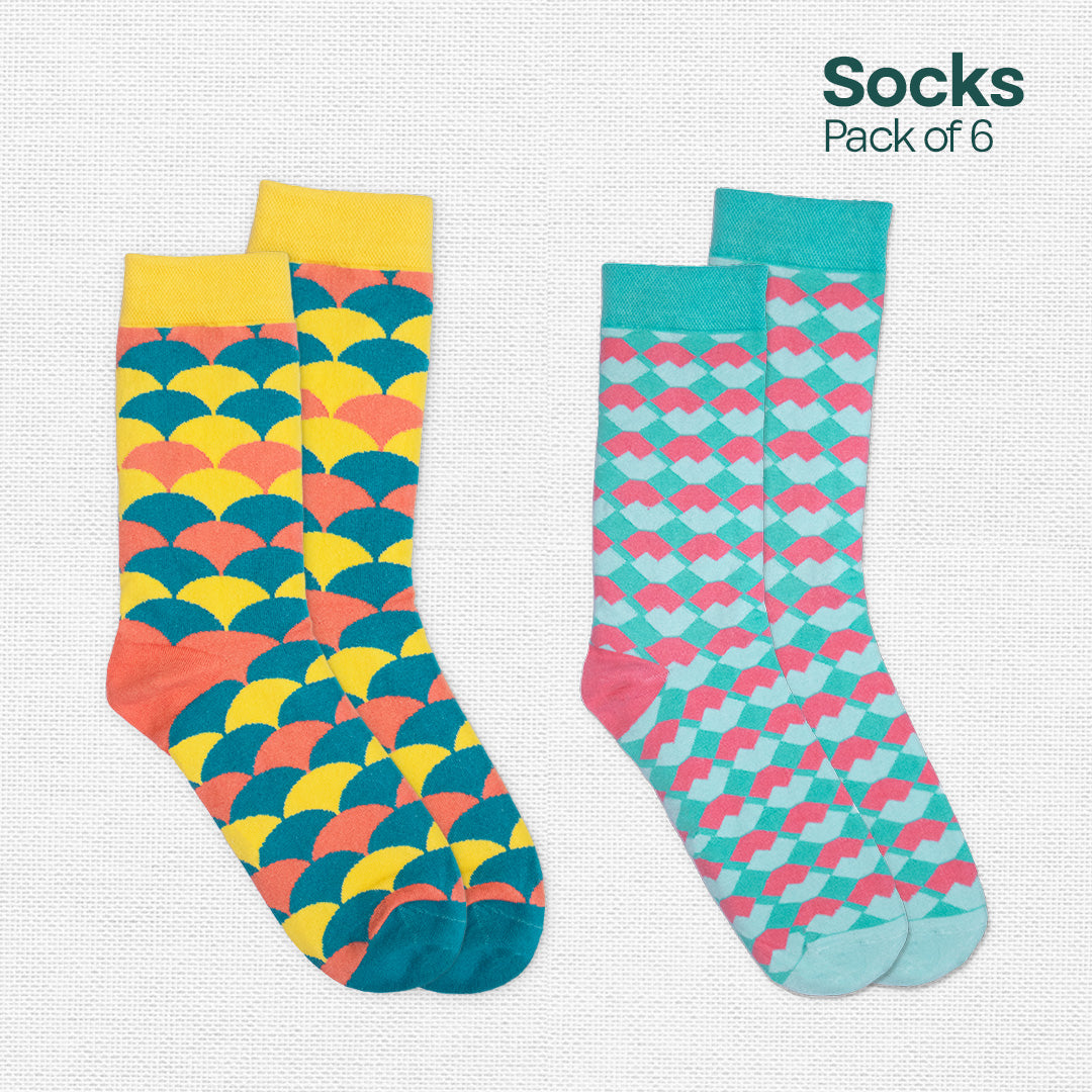Break The Pattern! Unisex Socks, 100% Organic Cotton, Crew Length, Pack of 6
