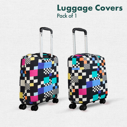 Glitching! Luggage Cover With Detachable Pouch, 100% Organic Cotton Lycra, Large Size, Pack of 1