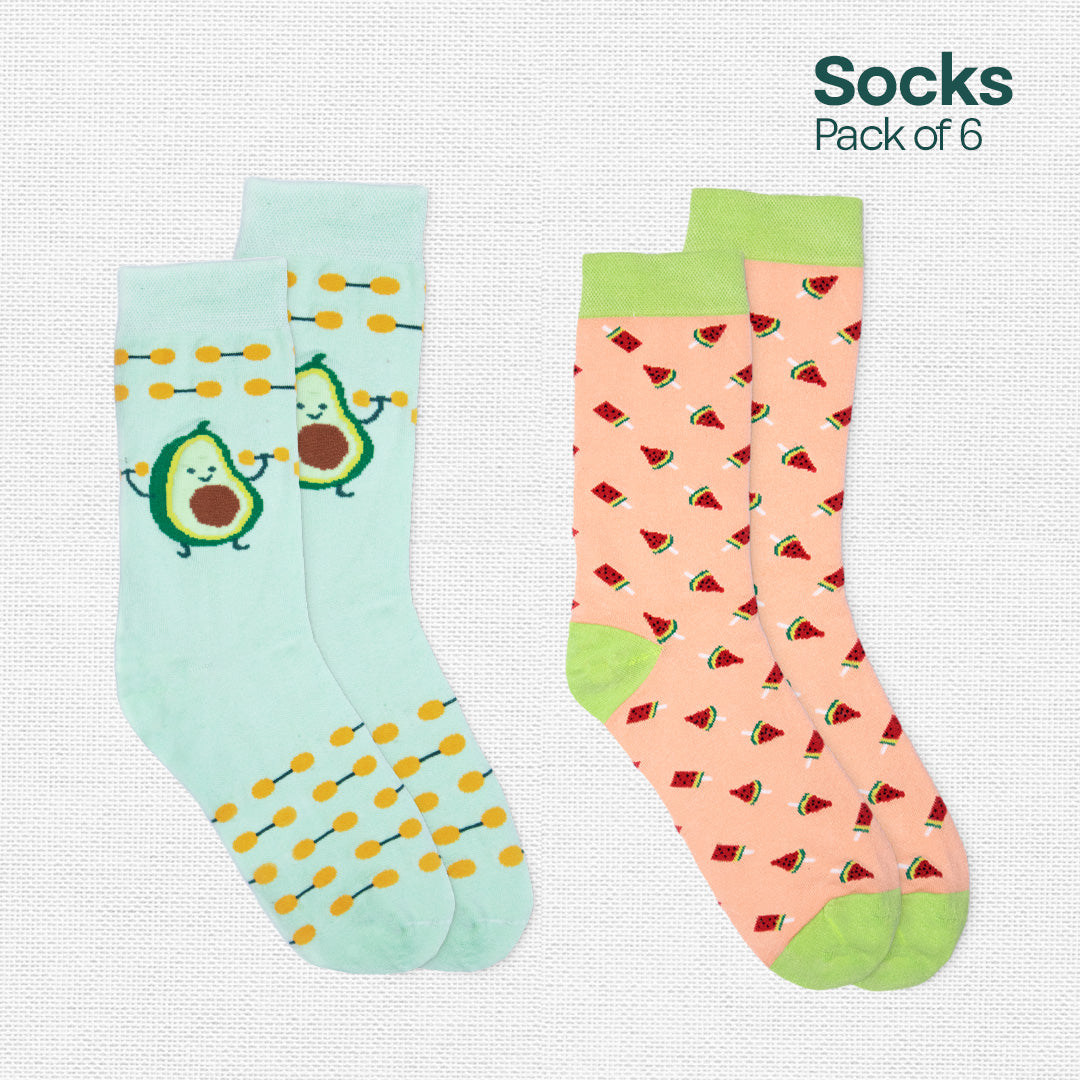 Sensing A Pattern! Unisex Socks, 100% Organic Cotton, Crew Length, Pack of 6