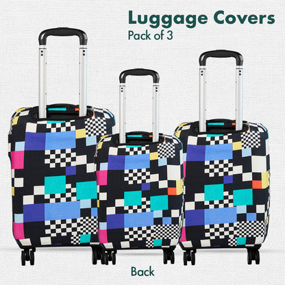 Glitching! Luggage Covers, 100% Organic Cotton Lycra, Small+Medium+Large Sizes, Pack of 3