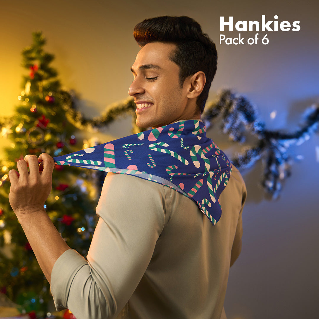 Xmas Groove! Unisex Hankies, 100% Organic Cotton, Pack of 6