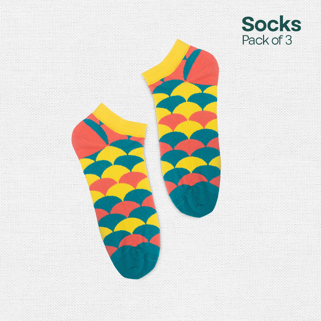 Shape My Day! Unisex Socks, 100% Organic Cotton, Ankle Length, Pack of 3