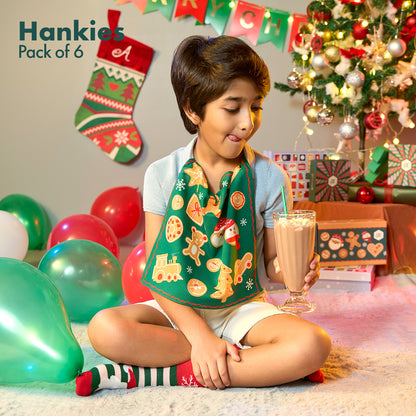 Xmas Groove! Unisex Kids's Hankies, 100% Organic Cotton, Pack of 6