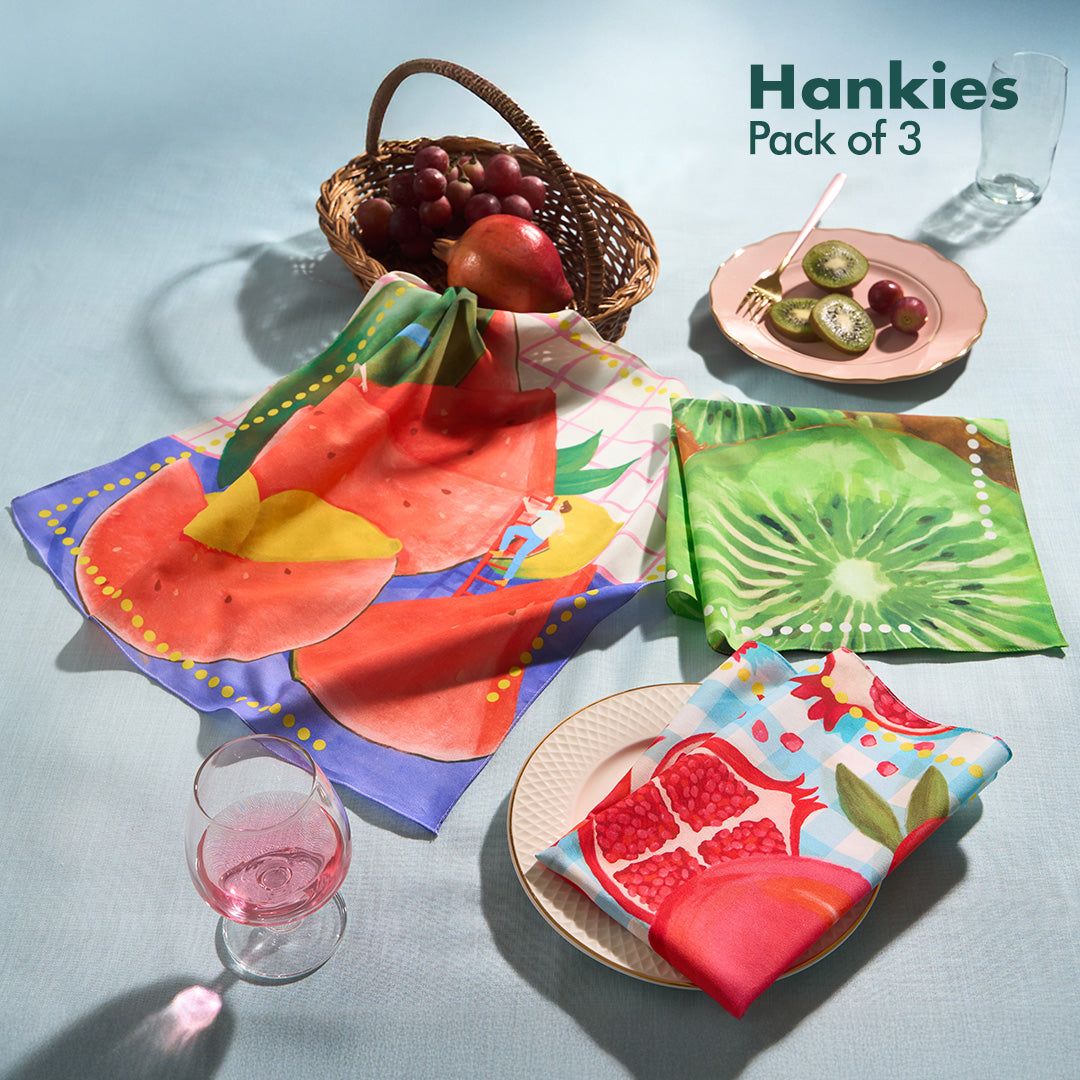 Juicy Drip! Unisex Hankies, 100% Organic Cotton, Pack of 3
