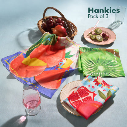 Juicy Drip! Unisex Hankies, 100% Organic Cotton, Pack of 3