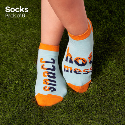 Love & Play! Unisex Socks, 100% Organic Cotton, Ankle Length, Pack of 6