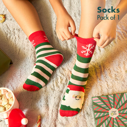 Socks-a-Clause! Unisex Kid's Socks, 100% Bamboo, Crew Length, Pack of 1