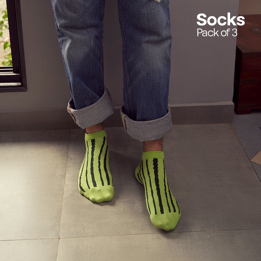 Sole Food! Unisex Socks, 100% Organic Cotton, Ankle Length, Pack of 3