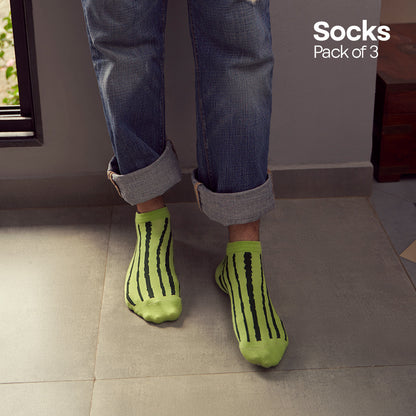 Sole Food! Unisex Socks, 100% Organic Cotton, Ankle Length, Pack of 3