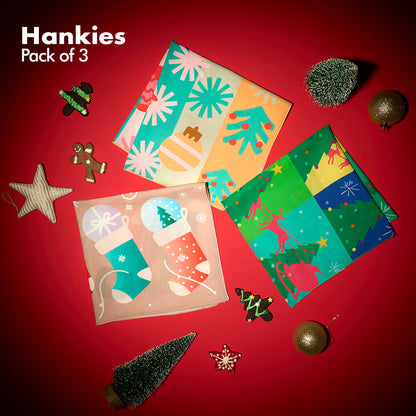 Sant-astic! Unisex Hankies, 100% Organic Cotton, Pack of 3
