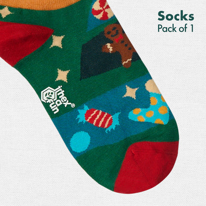 Holly Jolly! Unisex Socks, 100% Organic Cotton, Ankle Length, Pack of 1