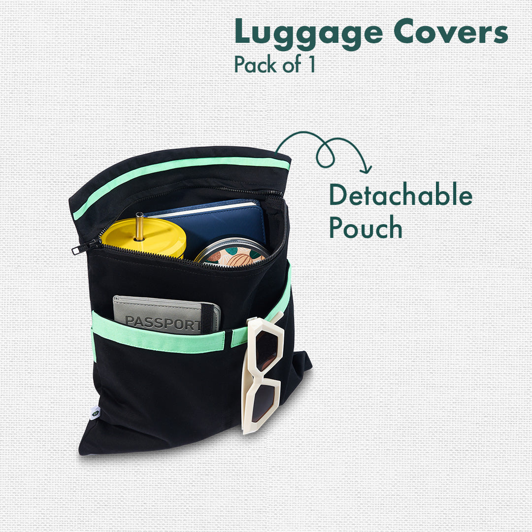 Holiday Calling! Luggage Cover With Detachable Pouch, 100% Organic Cotton Lycra, Medium Size, Pack of 1