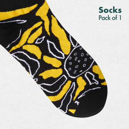 Sunflower! Unisex Socks, 100% Bamboo, Ankle Length, Pack of 1