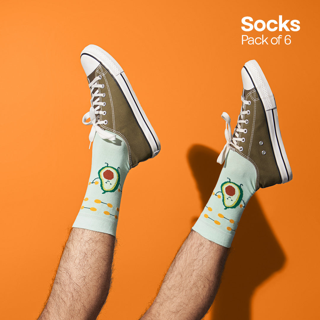 Sensing A Pattern! Unisex Socks, 100% Organic Cotton, Crew Length, Pack of 6