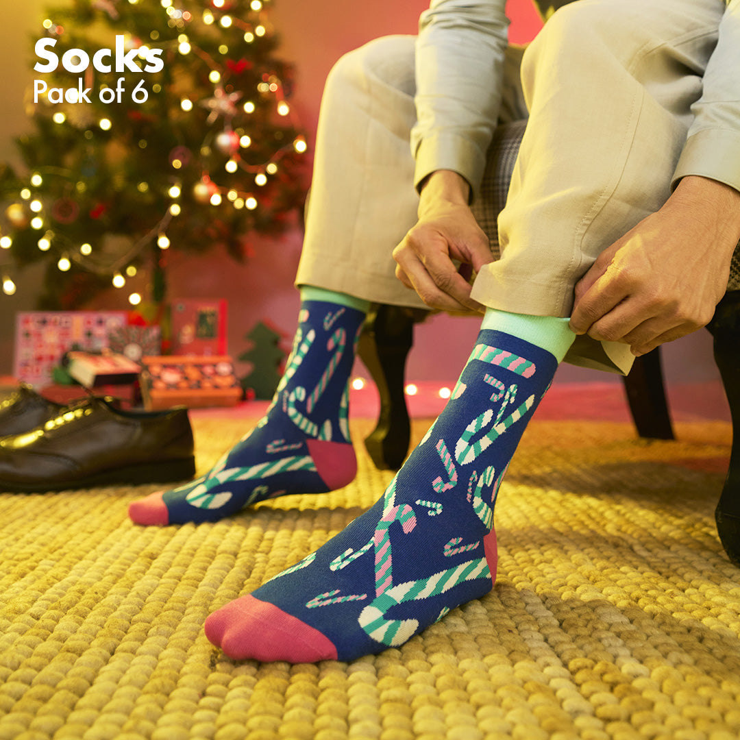 It’s So Festive! Unisex Socks, 100% Organic Cotton, Crew Length, Pack of 6